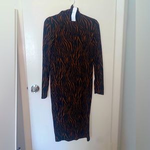 NWT Bodycon Midi Zebra Print Dress